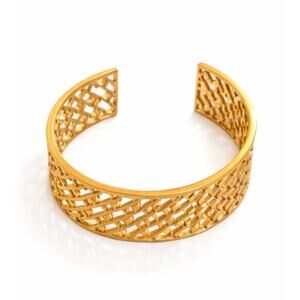 Tory Burch Gold Plated Statement Logo T Wide Cuff Bracelet NWOT